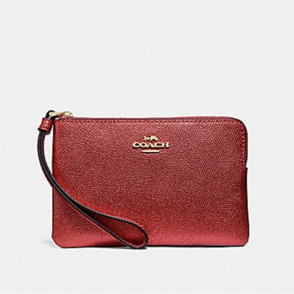 NWOT COACH Corner Zip Metallic Wristlet